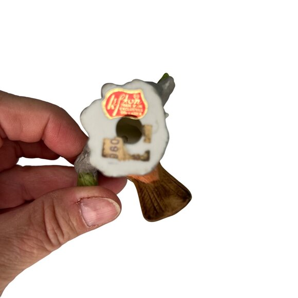 Vintage Porcelain Bird Figurine On Branch By Lefton Hand-Painted Accent 2.5” - Picture 5 of 8